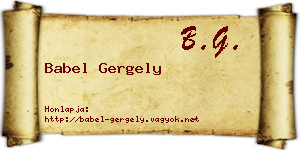 Babel Gergely névjegykártya